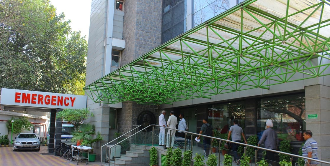 National Heart Institute building and emergency entrance, East of Kailash, New Delhi